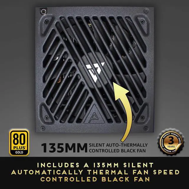 Alt view image 3 of 5 - Apevia Galaxy ATX-GX850W PCIE5.0 - Power supply (internal) - ATX12V 2.3 - 80 PLUS Gold - AC 115-230 V - 850 Watt - active PFC - black sand blasted