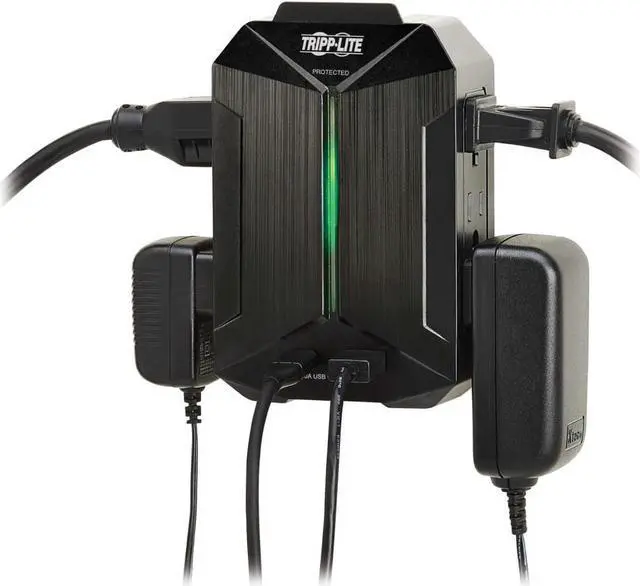Alt view image 2 of 3 - Tripp Lite SURGE PROTECTOR 6-OUTLET 2 USB DIRECT PLUG-IN 490 JOULES BLACK - SK62USBC