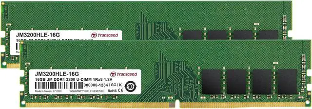 Main image of Transcend JetRam DDR4 16GB (2x8GB) 3200MHz PC4-25600 CL22 1.2V Dual Channel Kit Model JM3200HLB-16GK