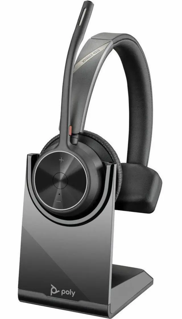 Alt view image 3 of 12 - Hp Poly Headsets Poly Voyager 4310 USB-C Headset with Charge Stand Siri, Google Assistant Mono Wireless Bluetooth 298.6 ft Model 77Y96AA