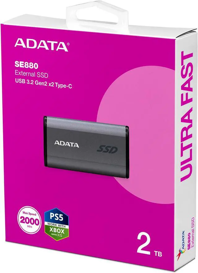Alt view image 5 of 6 - AData 2TB SE880 External Solid State Drive Titanium Gray