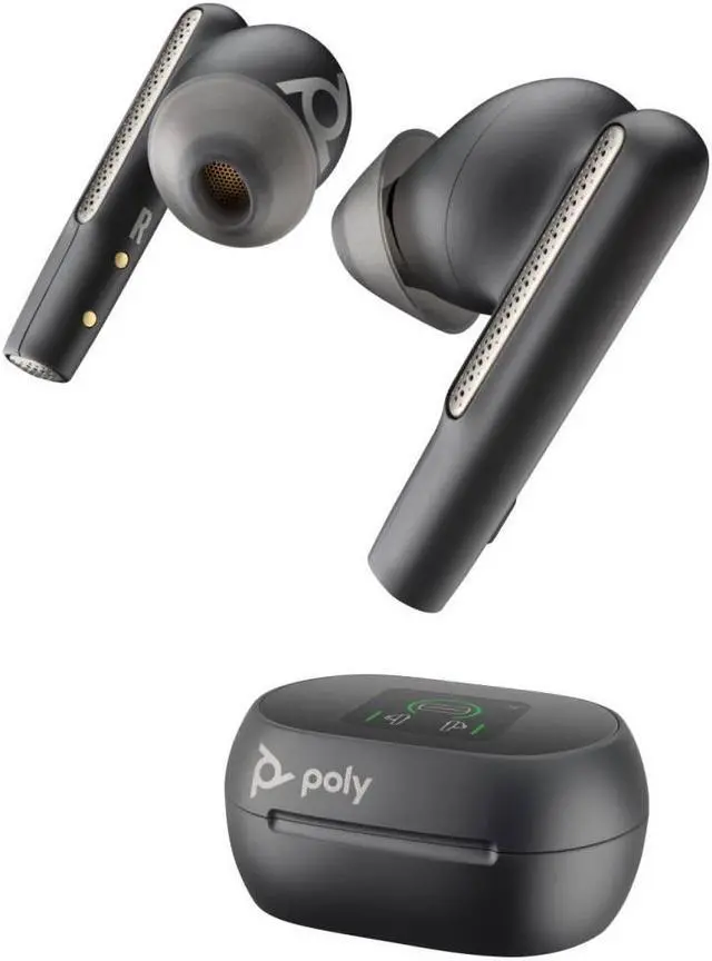 Alt view image 4 of 10 - Poly Voyager Free 60+ UC M Carbon Black Earbuds +BT700 USB-C Adapter +Touchscreen Charge Case (7Y8H0AA)
