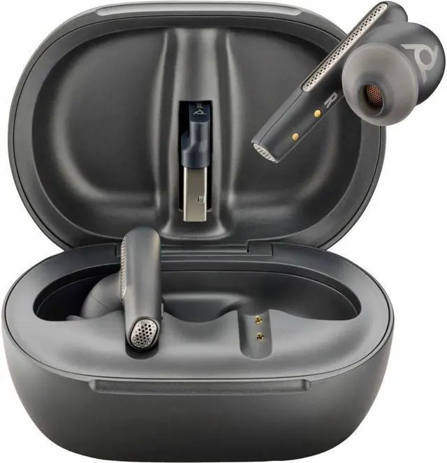Main image of Poly Voyager Free 60+ UC M Carbon Black Earbuds +BT700 USB-C Adapter +Touchscreen Charge Case (7Y8H0AA)