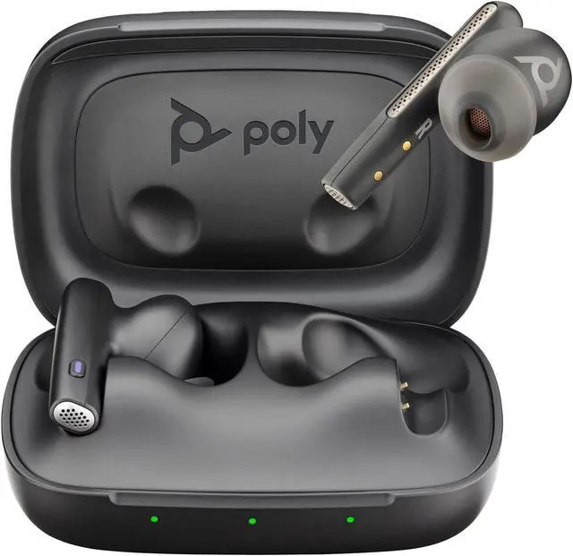 Main image of HP Poly Voyager Free 60 UC Earset Microsoft Teams Certification Google Assistant, Siri Stereo Color Carbon Black Model 7Y8L8AA
