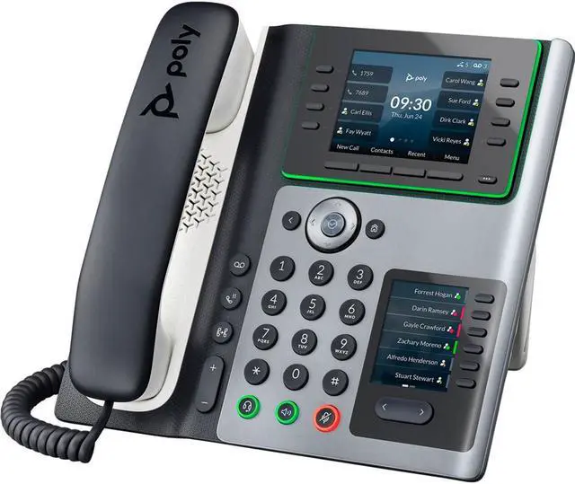 Main image of HP Poly Edge E450 IP Phone Corded/Cordless Wi-Fi, Bluetooth Desktop Black VoIP IEEE 802.11a/b/g/n/ac 2x Network RJ-45 PoE Ports Model 82M90AA