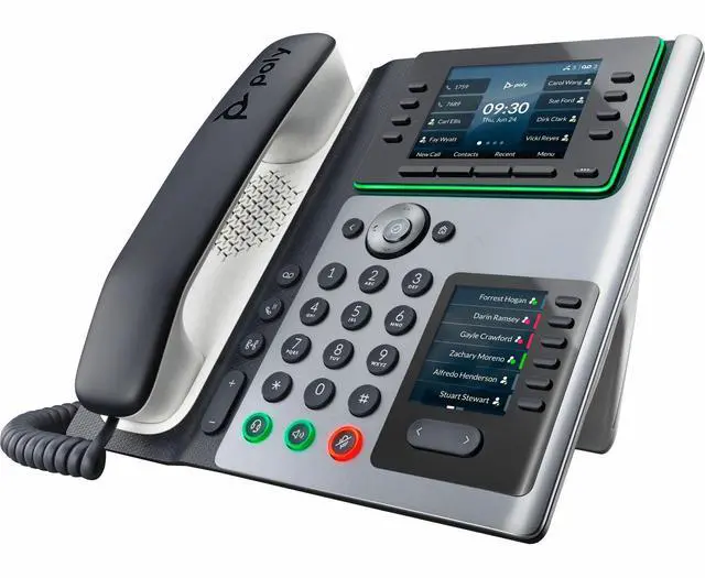 Alt view image 2 of 16 - HP Poly Edge IP Phone Corded Corded Desktop 14x Total Line VoIP 2x Network RJ-45 PoE Ports Model 82M93AA