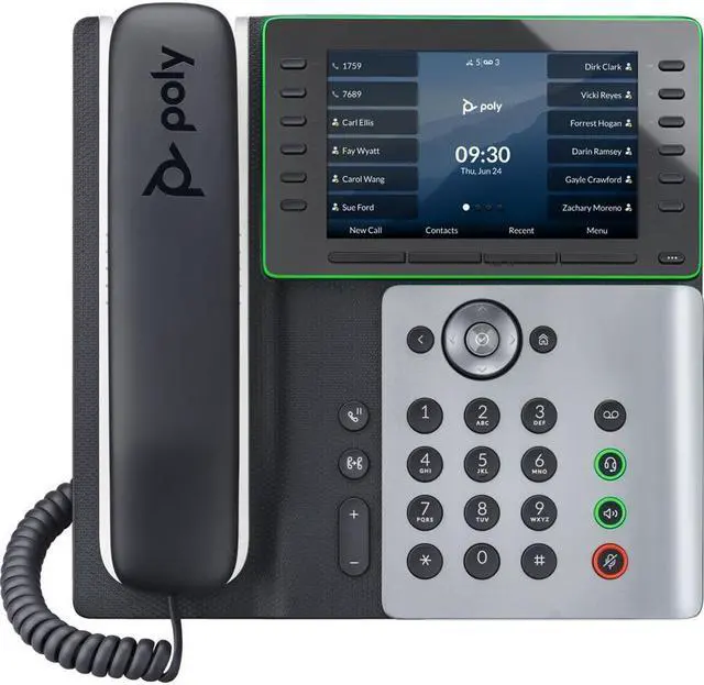 Alt view image 2 of 11 - HP Poly Edge E500 IP Phone Corded Desktop Black TAA Compliant VoIP 2x Network RJ-45 PoE Ports Model 82M94AA