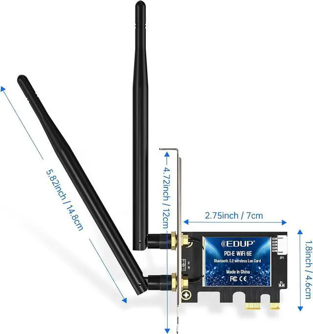 Main image of EDUP AX5400Mbps WiFi Card Wi-Fi 6E Bluetooth 5.2 Tri-Band AX210 PCIE Wireless WiFi Adapter Network Cards 6GHz/5GHz/2.4GHz MU-MIMO Ultra-Low Latency for Desktop PC Windows 10/11 64-bit (Model EP-9651)