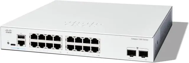 Main image of Cisco Catalyst C1300-16T-2G Ethernet Switch, 16 Ports - Manageable - Gigabit Ethernet - 10/100/1000Base-T, 1000Base-X - 3 Layer Supported