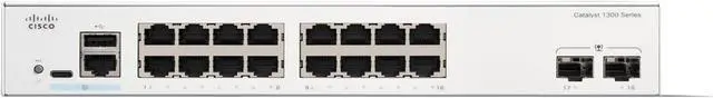 Alt view image 2 of 2 - Cisco Catalyst C1300-16T-2G Ethernet Switch, 16 Ports - Manageable - Gigabit Ethernet - 10/100/1000Base-T, 1000Base-X - 3 Layer Supported