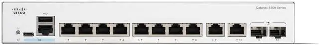Alt view image 2 of 4 - Cisco Catalyst C1300-8T-E-2G Ethernet Switch 10 Ports - Manageable - Gigabit Ethernet - 10/100/1000Base-T, 1000Base-X - 3 Layer Supported - 2 SFP Slots - 10.65 W Power Consumption