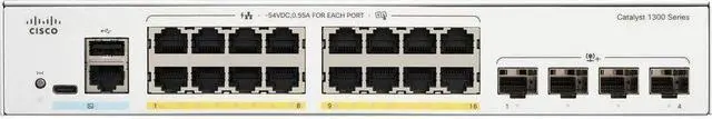 Alt view image 2 of 3 - Cisco Catalyst C1300-16P-4X Ethernet Switch, 16 Ports - Manageable - 10 Gigabit Ethernet - 10/100/1000Base-T, 10GBase-X - 3 Layer Supported