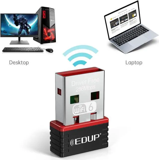 Alt view image 7 of 7 - EDUP 802.11ax Nano USB WiFi 6 Adapter for PC, EDUP 2.4G 300Mbps Wireless Mini USB WiFi-Adapter for Laptop Desktop PC, Travel Size Driver-Free USB WiFi Dongle, Support Windows 11/10/7 - EP-AX300