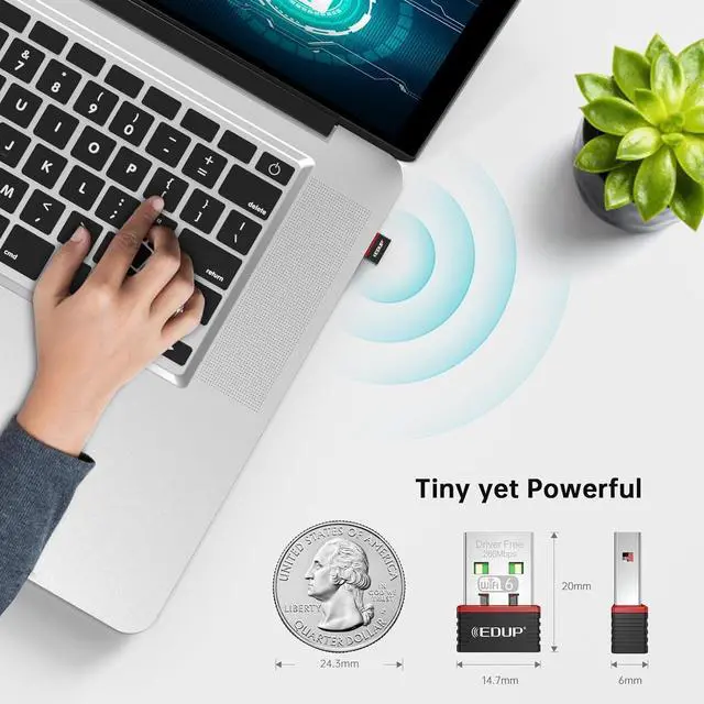 Alt view image 6 of 7 - EDUP 802.11ax Nano USB WiFi 6 Adapter for PC, EDUP 2.4G 300Mbps Wireless Mini USB WiFi-Adapter for Laptop Desktop PC, Travel Size Driver-Free USB WiFi Dongle, Support Windows 11/10/7 - EP-AX300