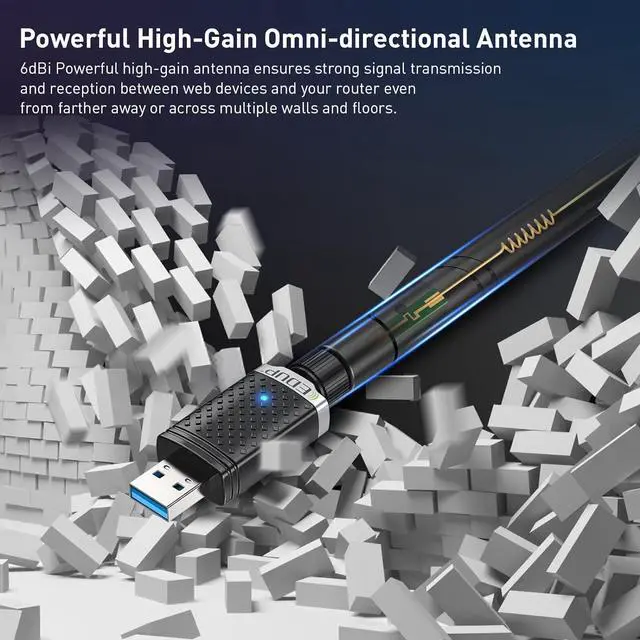 Alt view image 3 of 6 - wireless usb wifi adapter for pc, ac1300mbps usb 3.0 wireless wifi dongle 2.4g/5g dual band network adapter wireless adapter for windows 11 / 10/ 8/ 7/ xp mac 10.7 to 10.15 laptop desktop gaming