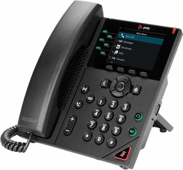 Alt view image 3 of 4 - HP Poly VVX 350 IP Phone and PoE enabled, Corded Desktop Wall Mountable Phone, Black | 89B68AA