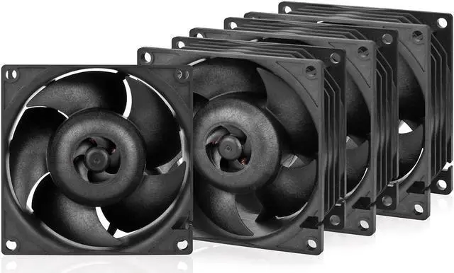 Main image of ARCTIC S8038-7K 4 Pieces Fan 80x80x38 mm 500-7000 RPM PWM Regulated, 4-pin Connector 12 V DC Black