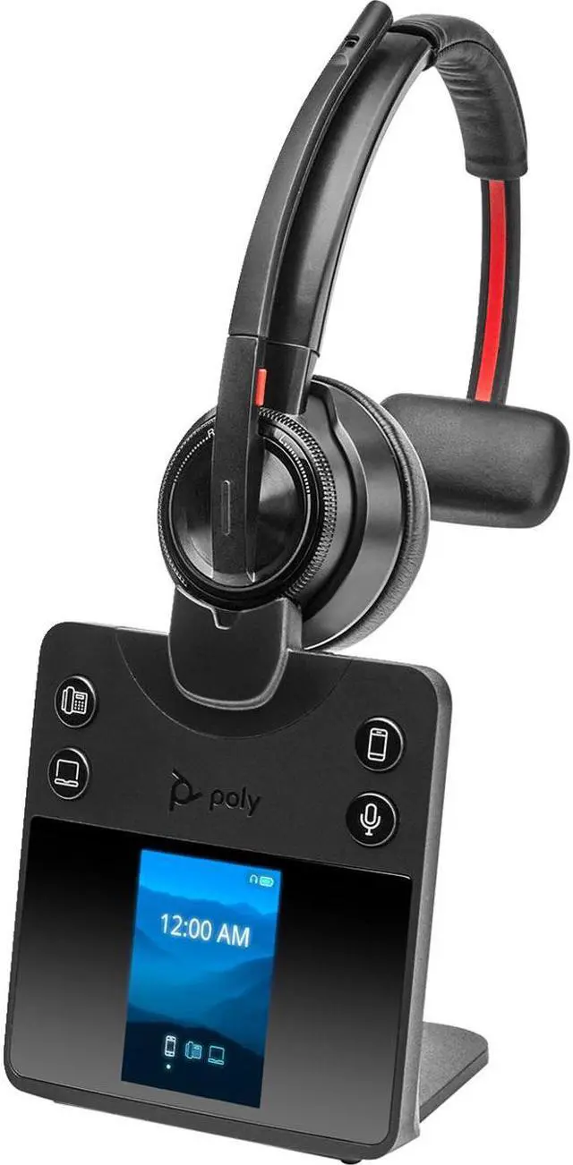 Alt view image 2 of 3 - HP Poly Savi 8410 Office Monaural DECT 1920-1930MHz Headset Mono Wireless Bluetooth/DECT 590.6 ft 32 Ohm Over-the-head On-ear Monaural Supra-aural Noise Cancelling Microphone Model 8L7E6AA#ABA