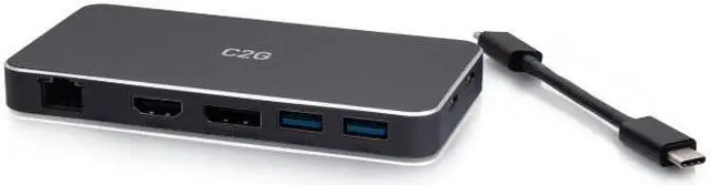 Alt view image 3 of 4 - C2G USB-C® 7-in-1 Dual Display MST Docking Station with HDMI®, DisplayPort, Ethernet, USB, and Power Delivery up to 100W - 4K 60Hz - C2G54543