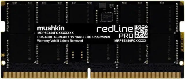Main image of Mushkin 16GB DDR5 SODIMM PC5-4800 ECC 1.1V Redline Pro Model MRP5T480FGGD16G18