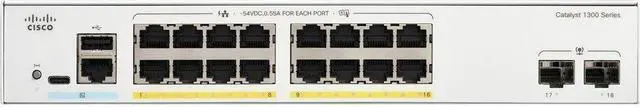 Main image of Cisco Catalyst C1300-16FP-2G Ethernet Switch, 16 Ports - Manageable - Gigabit Ethernet - 10/100/1000Base-T, 1000Base-X - 3 Layer Supported
