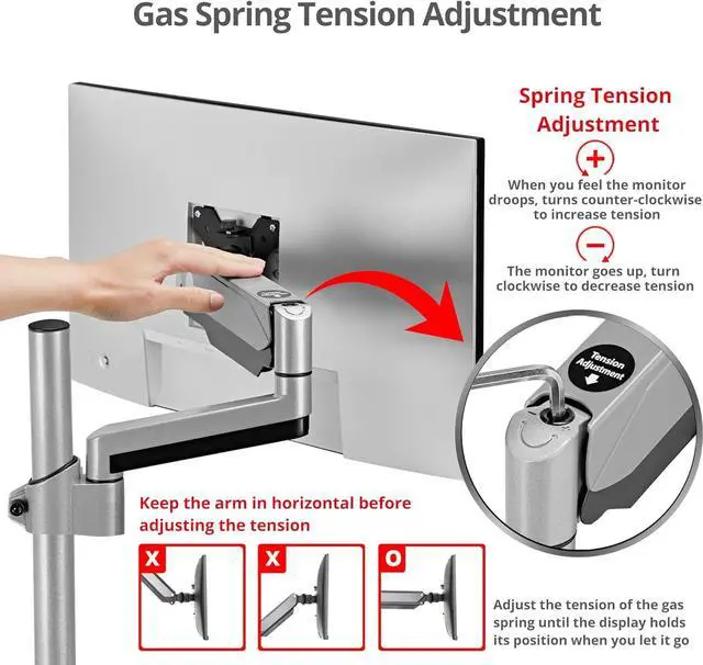 Alt view image 4 of 8 - SIIG Dual Stacked Monitor Arm Desk Mount 17" - 32" for 2 LCD displays 9kg each VESA 75/100 mm mounting kit silver Brown Box