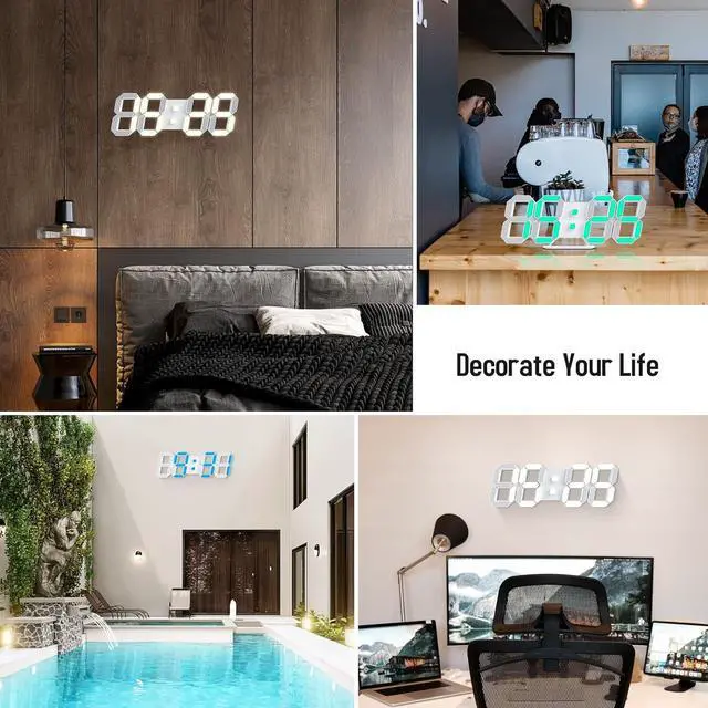 Alt view image 6 of 7 - EDUP 3D LED Desk Alarm Clock Night Light 7 Colors 9.7" with Remote Control, Digital Alarm Clock Adjustable Brightness Timer 12/24 Hr Time/Date/Temperature for Kid Bedroom/ Kitchen/Office -EH-LED1319
