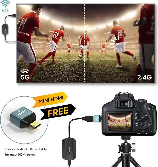 Alt view image 2 of 6 - EDUP 1080P Wireless HDMI Transmitter Receiver 60HZ Display Dongle Extender 4K Screen AV Adapter for Laptop TV Projector Monitor EH-WD9905