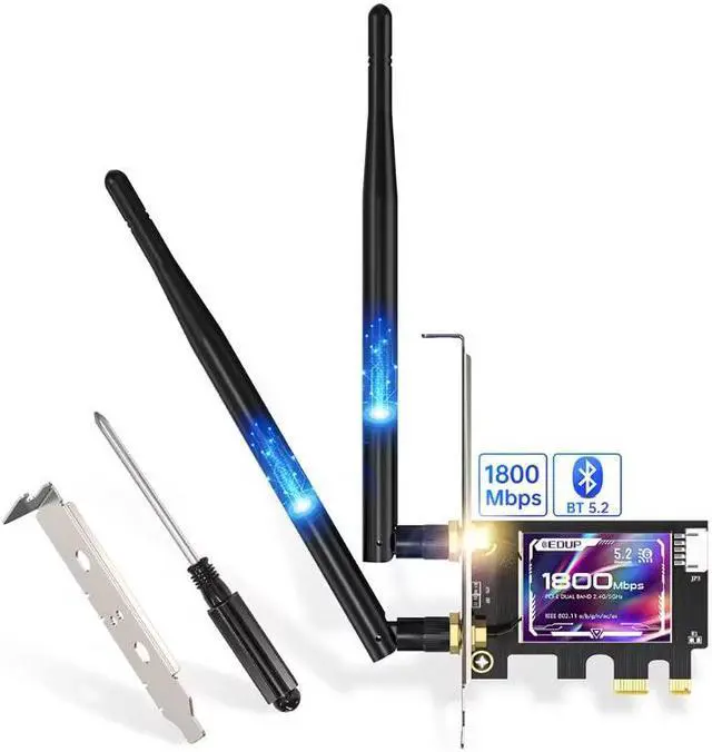 Alt view image 3 of 5 - EDUP WIFI6 Dual Band 1800Mbps Desktop PCI-E WiFi Adapter with BT5.2 802.11ax WLAN for Windows/Android/Linux Network Card - EP-9658