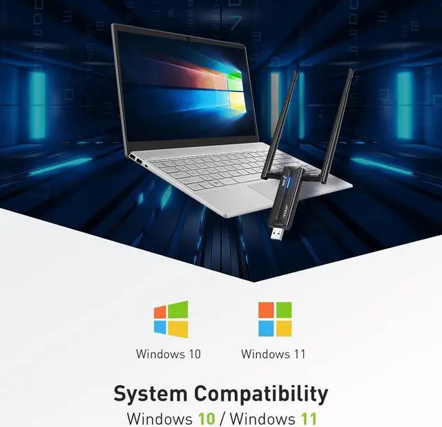 Alt view image 4 of 7 - EDUP USB 3.0 WiFi 6E AX5400M WiFi Adapter, 802.11AX, Tri-Band 6GHz/ 5GHz/ 2.4GHz, Dual 5dBi Antennas, USB WiFi Dongle Wireless Network Adapter Only Work for Windows 11/10 - EP-AX1671