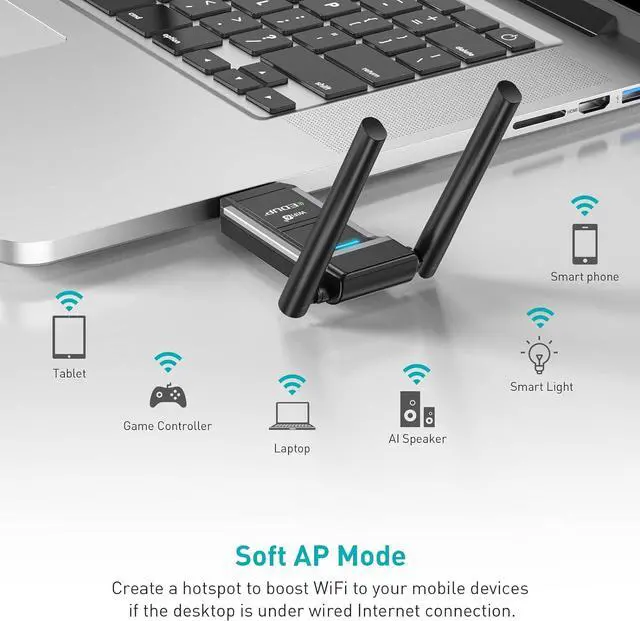 Alt view image 2 of 7 - EDUP USB WiFi 6 Adapter for PC, Wireless Network Adapter AX1800 Dual-Band 5Ghz/2.4Ghz 1800Mbps, 802.11ax/WPA3/MU-MIMO, USB 3.0 WiFi Dongle Dual Antenna Support Windows 11/10/7 -
EP-AX1697