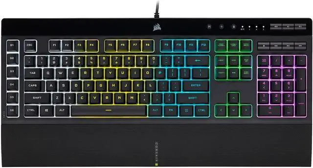 Main image of CORSAIR K55 RGB PRO-Dynamic RGB Backlighting - Six Macro Keys with Elgato Stream Deck Software Integration-IP42 Dust and Spill Resistant-Detachable Palm Rest-Dedicated Media and Volume Keys, Black