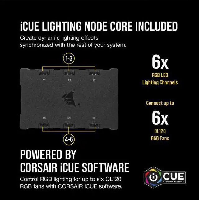 Alt view image 3 of 3 - Corsair iCUE QL120 RGB 120mm PWM Triple Fan With Lighting Node CORE CO-9050098-WW
- 3 Pack
