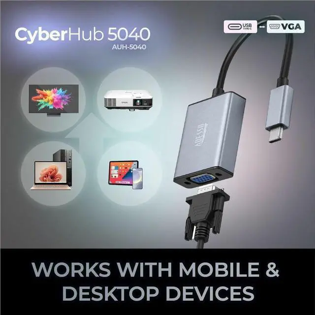 Alt view image 6 of 20 - Adesso USB-C to VGA Adapter