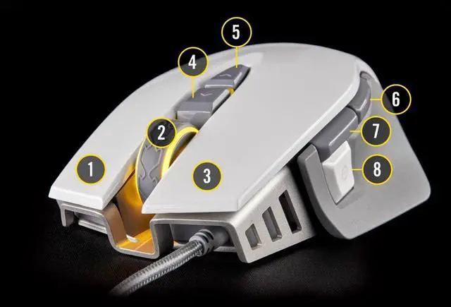 Alt view image 4 of 4 - Corsair M65 RGB Elite - FPS Gaming Mouse - 18,000 DPI Optical Sensor - Adjustable DPI Sniper Button - Tunable Weights - White