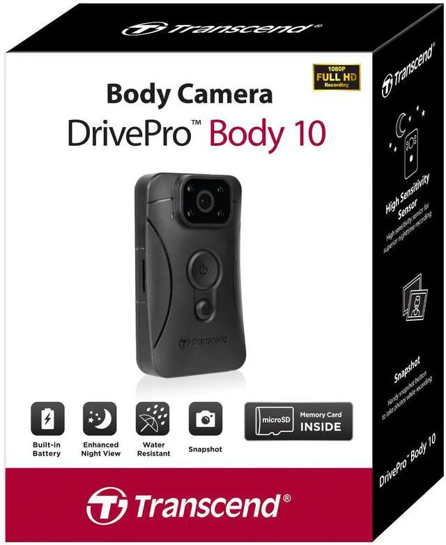 Alt view image 2 of 4 - Transcend 1080P Body Camera DrivePro Body 10 with 64GB microSD - TS64GDPB10C