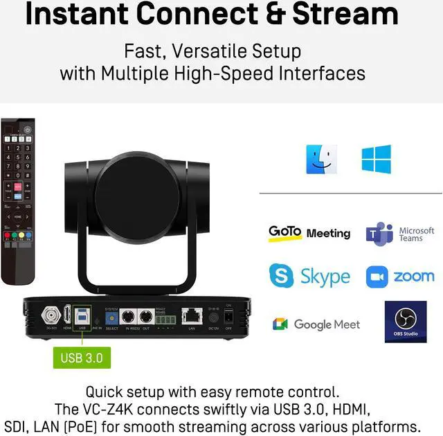 Alt view image 2 of 3 - IPEVO Camera 5-930-2-08-00 VC-Z4K (Black) PTZ conference camera 4K UHD FHD 1080P