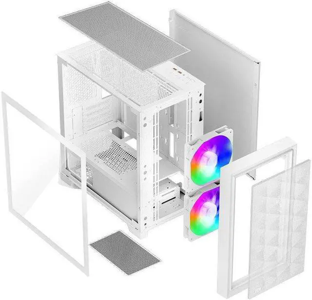 Alt view image 4 of 6 - PCCOOLER C3-D310WHP2-GL ARGB Tempered Glass Case White