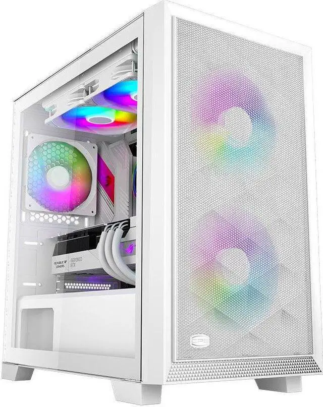 Alt view image 6 of 6 - PCCOOLER C3-D310WHP2-GL ARGB Tempered Glass Case White