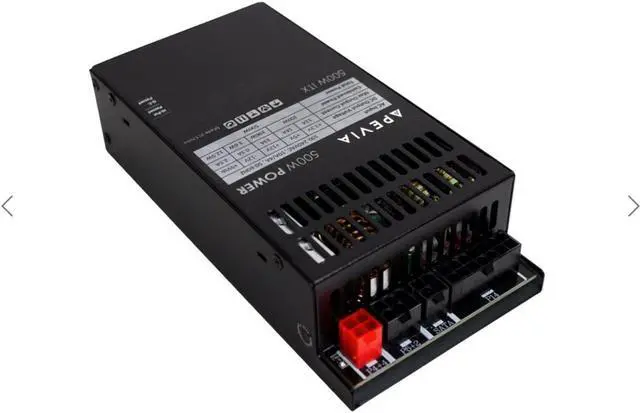 Main image of Apevia ITX-PFC500W Mini ITX/Flex ATX/ 1U 500W Fully Modular Power Supply, Full Range Active PFC 90-264V, AC for POS AIO System Desktop Gaming Server Small Form Factor (Flex ITX) Computer PSU