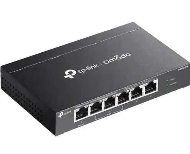 Main image of Tp Link TP-Link Omada 6-Port Gigabit Desktop Switch with 3-Port PoE+ and 1-Port PoE++ - 6 Ports - Gigabit Ethernet - 10/100/1000Base-T - 2 Layer Supported - 71.46 W Power Consumption - DS106GPP