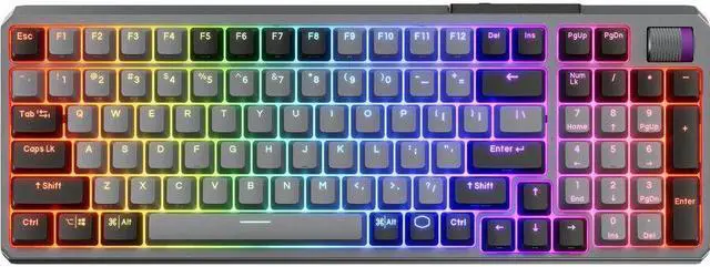 Alt view image 4 of 6 - Cooler Master MK770 Keyboard Wired/Wireless Connectivity Bluetooth/RF 2.40 GHz USB Type C Interface RGB LED Multimedia Hot Key(s) Acrylonitrile Butadiene Styrene (ABS) Mechanical Keyswitch Space Gray