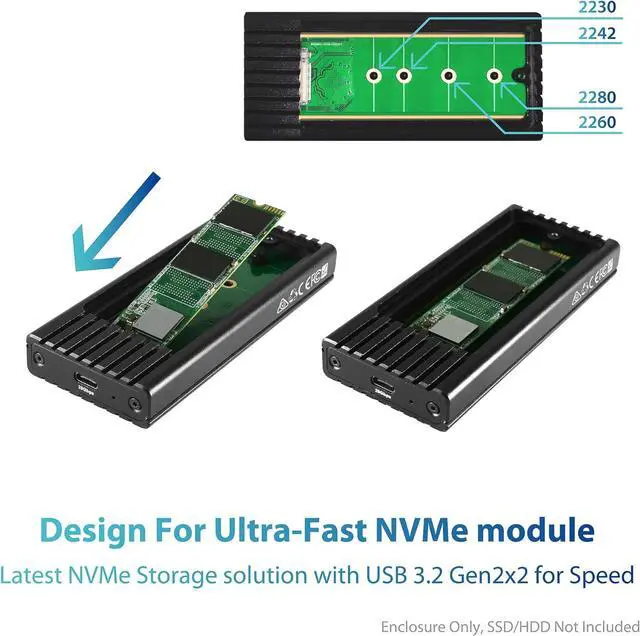 Alt view image 5 of 5 - Vantec NexStar SX M.2 NVMe SSD to USB 3.2 Gen2x2, 20G Type C Enclosure Black