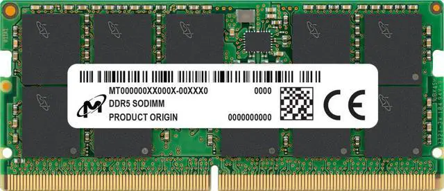 Main image of Micron 32 GB ( 1 X 32 GB ) PC5-44800 5600MHz 262-pin SO-DIMM CL46 ECC Notebook Memory Model MTC20C2085S1TC56BR