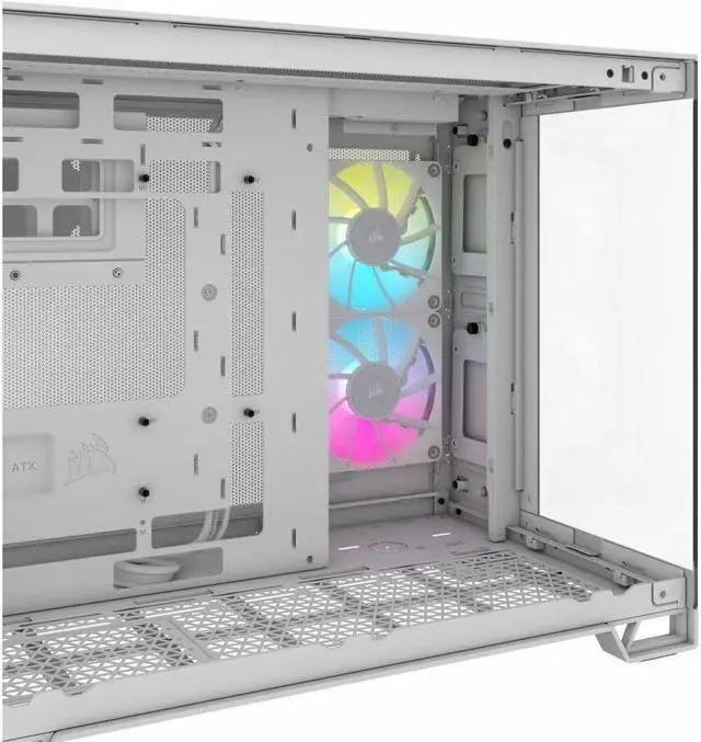 Alt view image 2 of 5 - CORSAIR iCUE LINK 2500X RGB Micro ATX Dual Chamber PC Case White Two Tempered Glass Panels 2x RX120 RGB Fans Included Highly Customizable