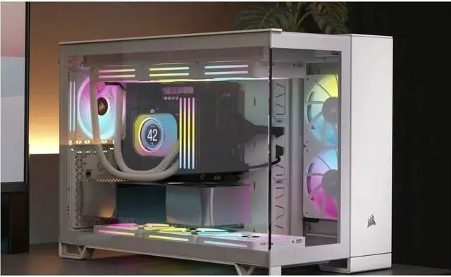 Alt view image 5 of 5 - CORSAIR iCUE LINK 2500X RGB Micro ATX Dual Chamber PC Case White Two Tempered Glass Panels 2x RX120 RGB Fans Included Highly Customizable