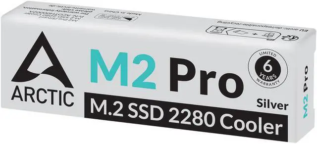 Alt view image 6 of 6 - Arctic M2 Pro Heatsink Cooler for M.2 2280 SSD with ARCTIC TP-3 thermal pads compatible with PC and gaming consoles for dual and single-sided SSDs Silver