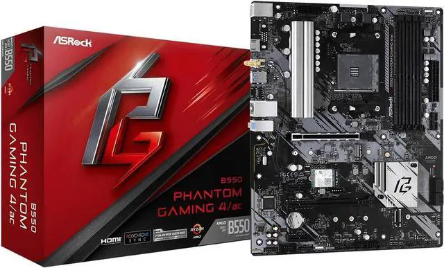 Main image of ASRock B550 Phantom Gaming 4 AC Supports 3rd Gen AMD AM4 Ryzen / Future AMD Ryzen Processors Motherboard