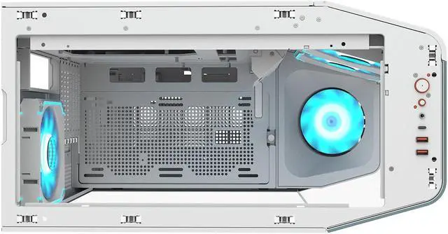 Alt view image 4 of 6 - COUGAR FV270 RGB White Mid Tower E-ATX Case, 420mm GPU Supported, Build-in ARGB PWM Fans, Breathe Streams, Prism of Light, RGB Hub, Filter Guard, Tool-Less Bracket