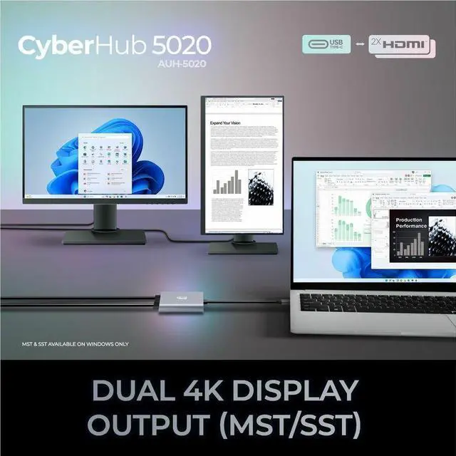Alt view image 6 of 20 - Adesso USB-C to Dual HDMI Adapter